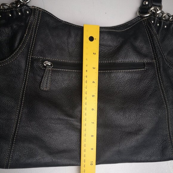 Tignanello Ladies Black Genuine Leather Fully Lined Zipper Closure Handbag - Picture 11 of 12